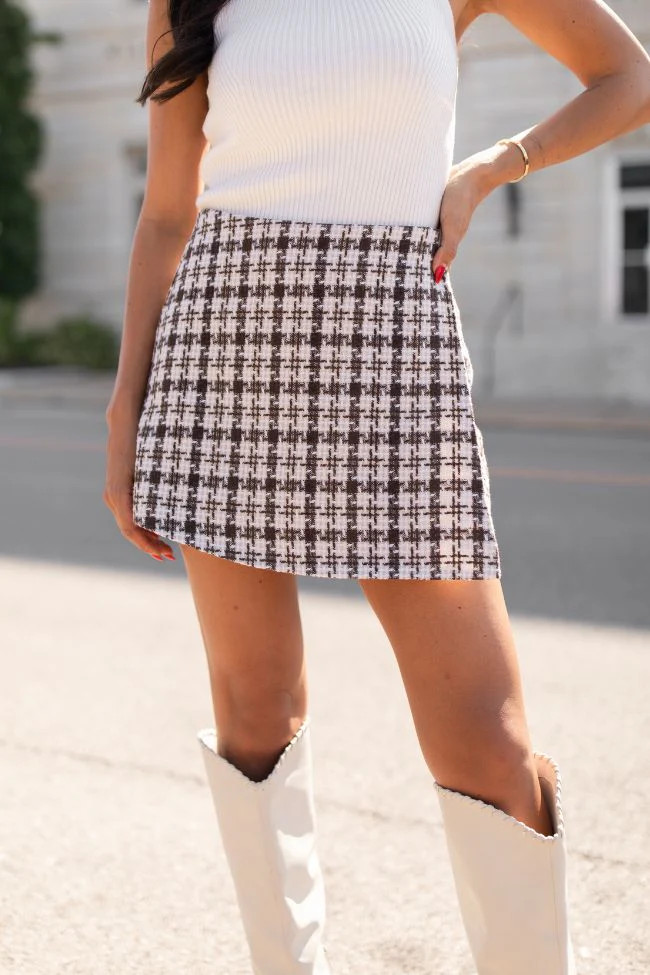 Sweet Escapes Brown Plaid Skort | Pink Lily