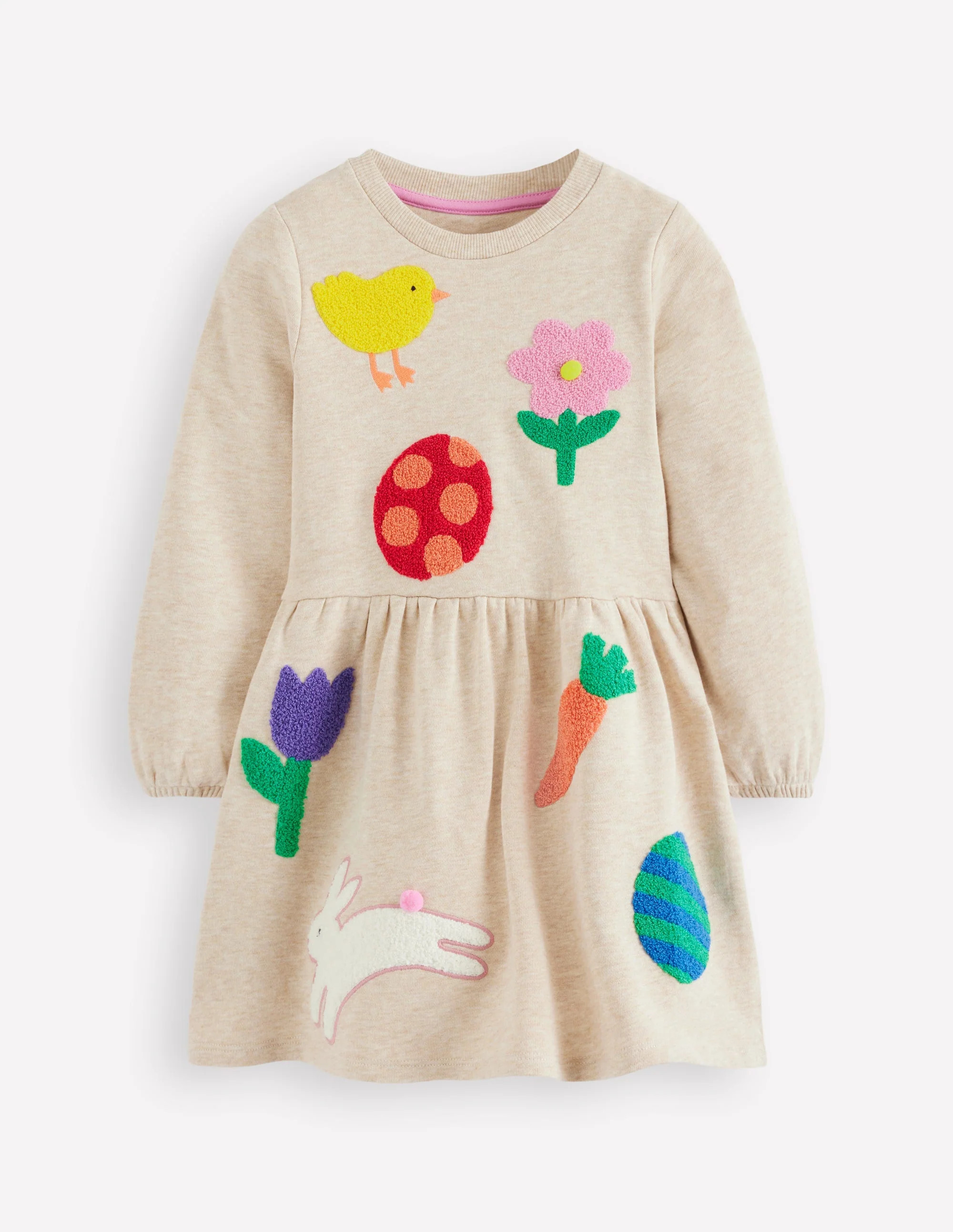 Joan Boucle Appliqué Dress-Oatmeal Marl Easter Patches | Boden (US)