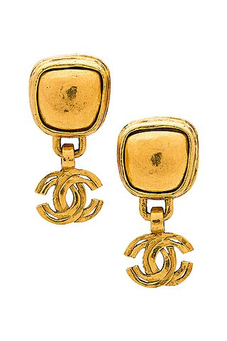 FWRD Renew Chanel Coco Mark Earrings in Gold | FWRD | FWRD 