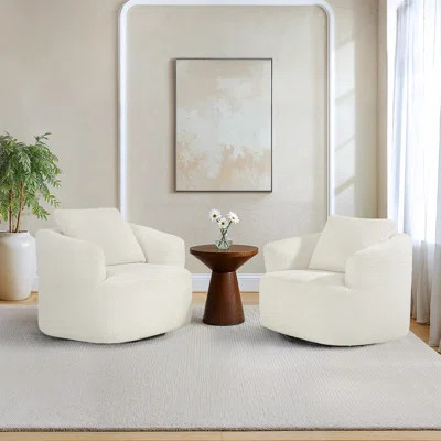 Irene Upholstered Swivel Barrel Chair(Set Of 2) | Wayfair North America