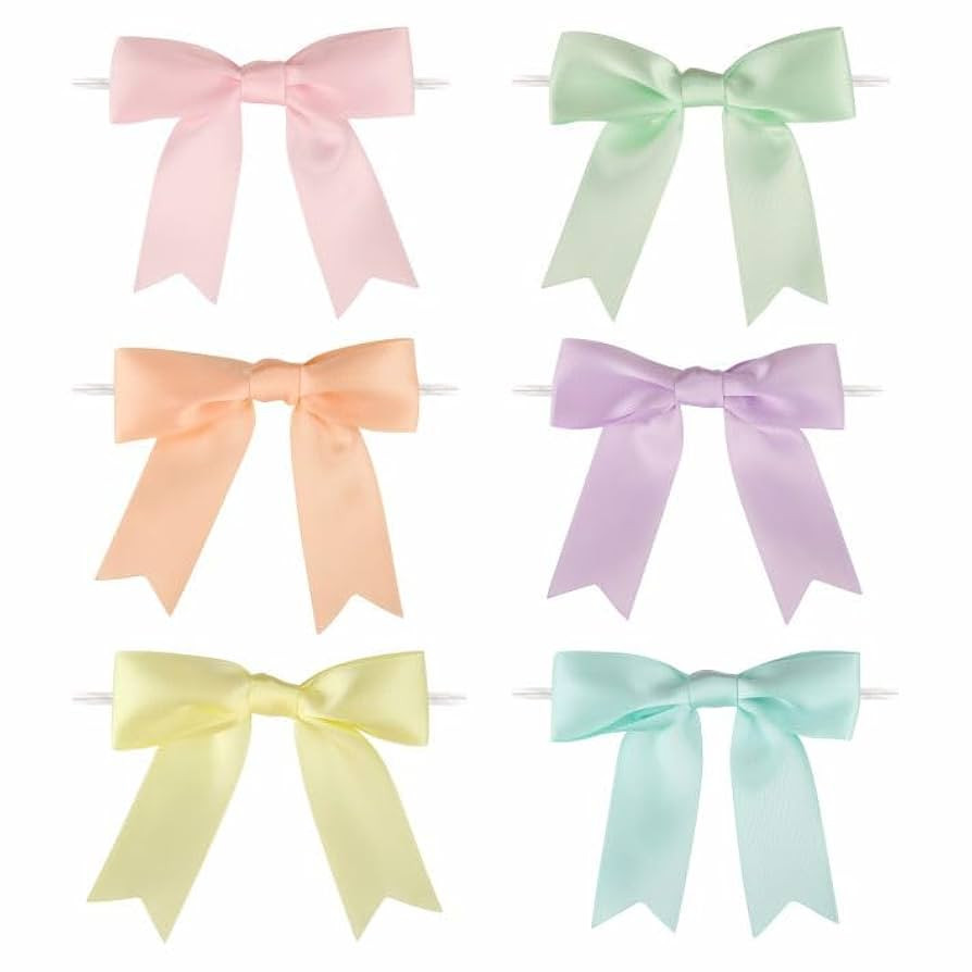 60 Pcs 5 Inches Twist Tie Satin Ribbon Bows Pretied Premade Craft Bows for Treat Bags Gift Wrappi... | Amazon (US)