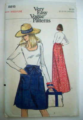 70's? Back wrap skirt dress Vogue pattern 8815 size medium 26 1/2 - 28 waist | eBay US