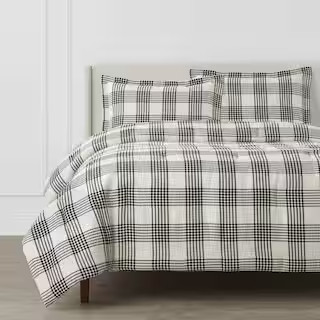 Home Decorators Collection Adderley 3-Piece Black and White Plaid Full/Queen Comforter Set FA9458... | The Home Depot