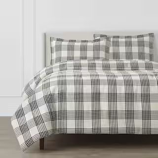 Adderley 3-Piece Black and White Plaid Full/Queen Comforter Set | The Home Depot