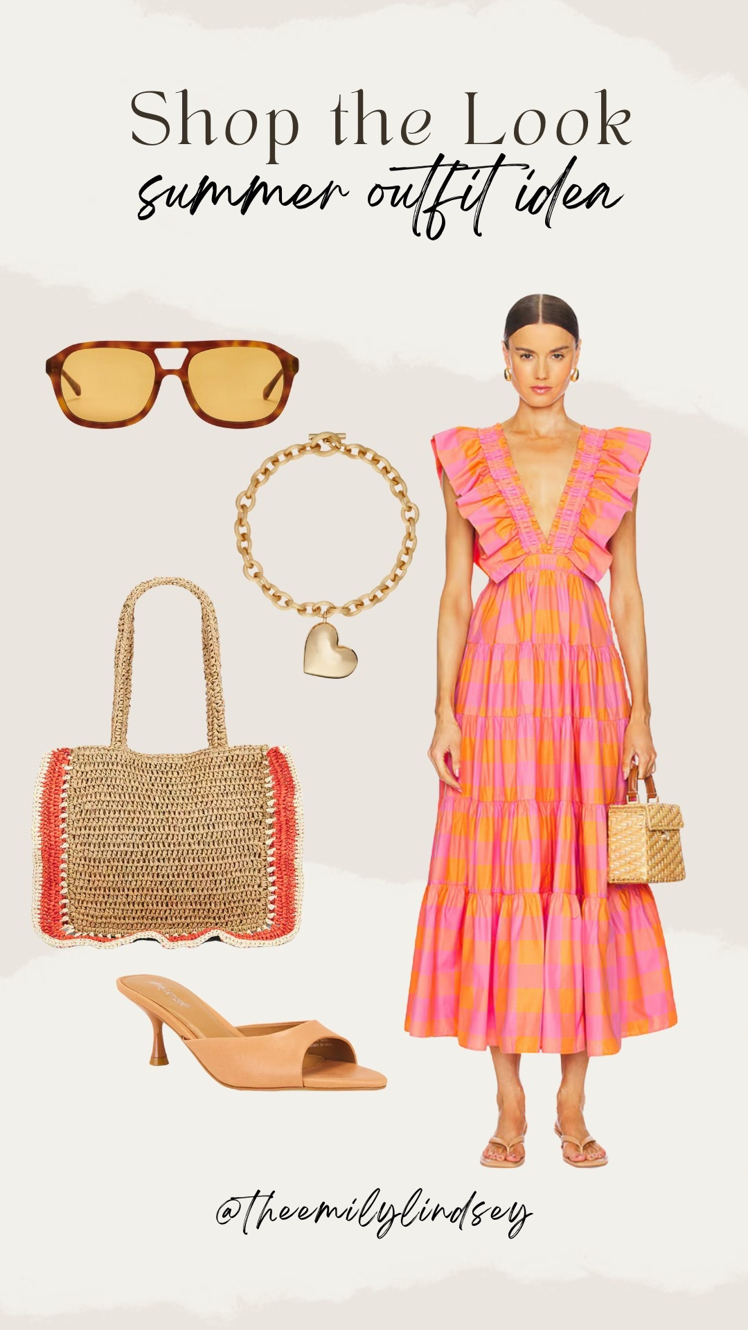 Summer outfit idea. Love this dress! The heart necklace is on sale 🧡 

The Emily Lindsey, sandals, summer tote, beach bag, sunglasses, summer dress, shower dress.



#LTKStyleTip #LTKSaleAlert #LTKSeasonal
