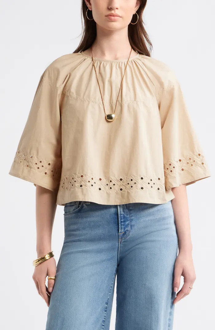 Eyelet Embroidered Poplin Swing Top | Nordstrom
