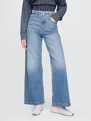 High Rise Stride Wide-Leg Ankle Jeans | Gap (US)