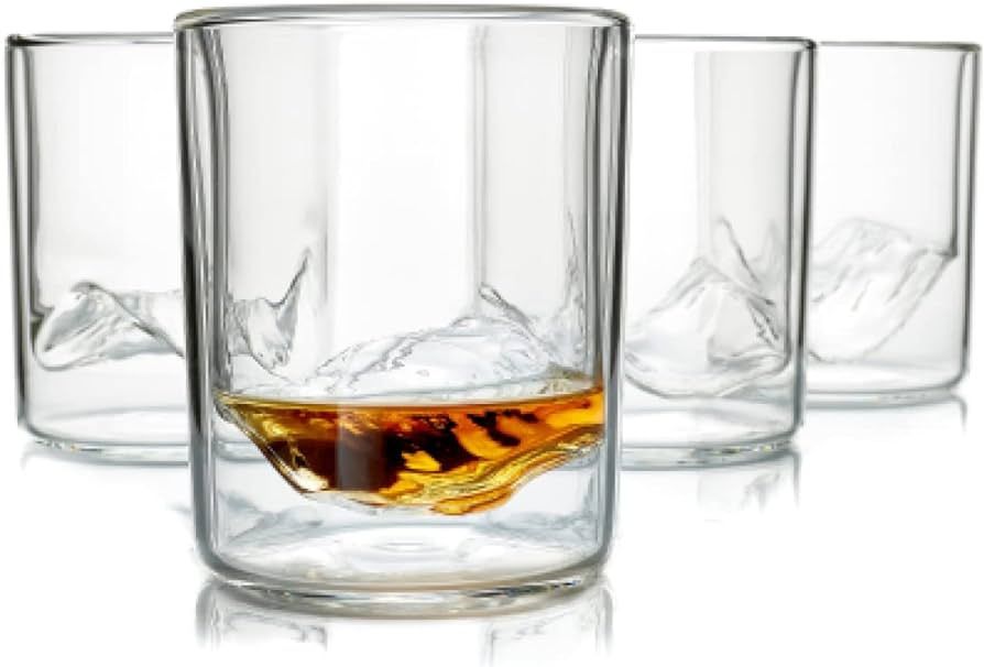 Whiskey Peaks Iconic Mountain Bar Glasses, 11.5 oz Capacity, Lead-Free Crystal, Rockies, Set of 4 | Amazon (US)