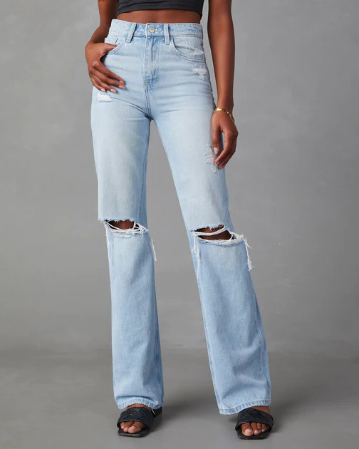 Davi High Rise Distressed 90S Flare Denim | VICI
