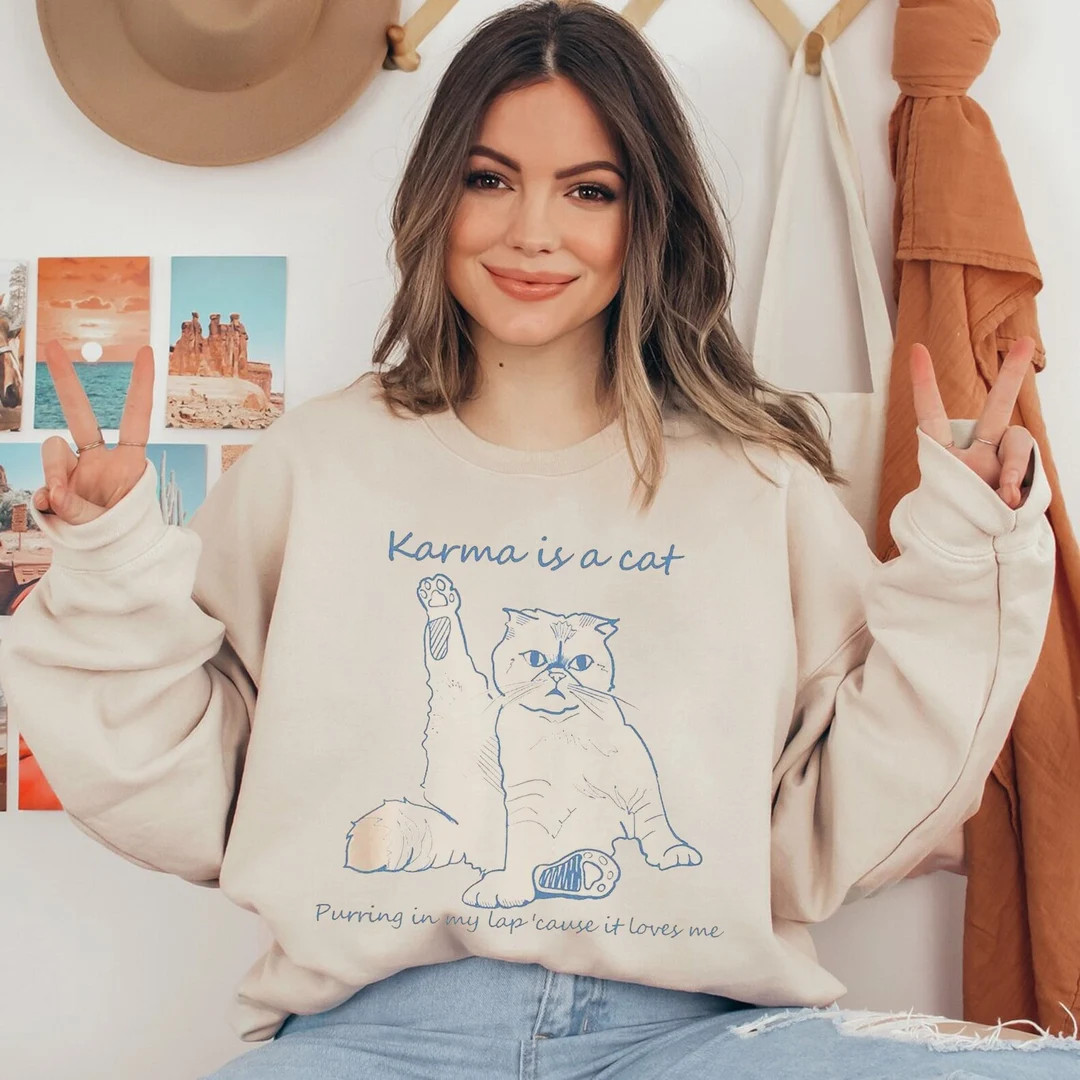 Karma is A Cat Shirt Meet Me at Midnight Fan Gifts It's - Etsy | Etsy (US)