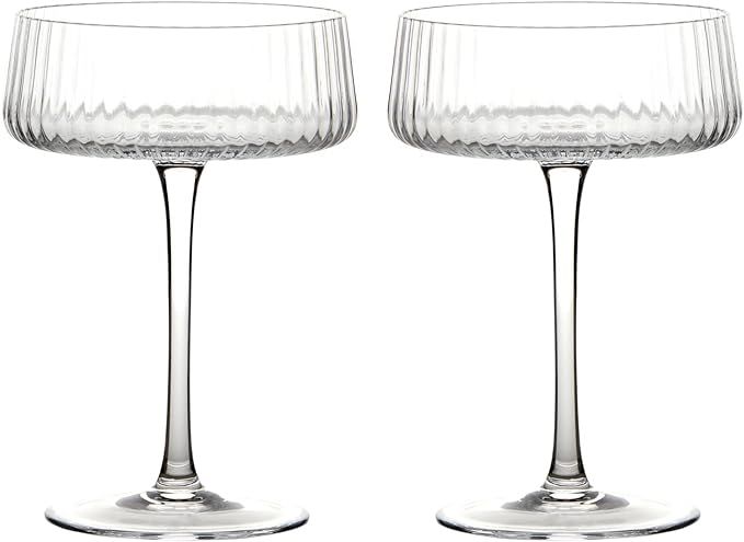 Anton Studio Designs - Empire Champagne Saucers - Handmade Glassware - Champagne Glasses - Saucer... | Amazon (US)