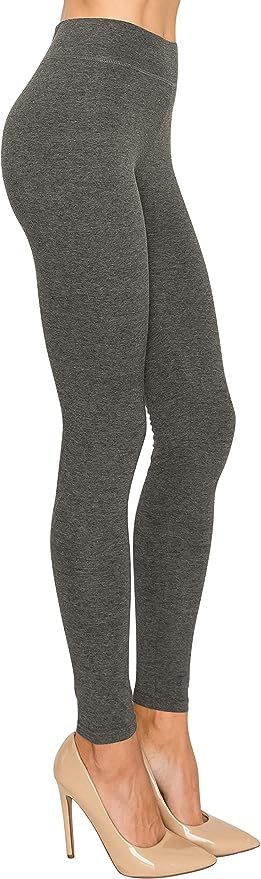 EttelLut Cotton Spandex Basic Leggings Pants-Jersey Full/Capri Regular/Plus Size | Amazon (US)