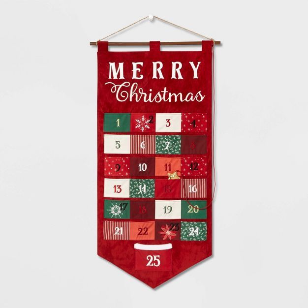 42&#34; Oversized &#39;Merry Christmas&#39; Hanging Advent Calendar Red - Wondershop&#8482; | Target