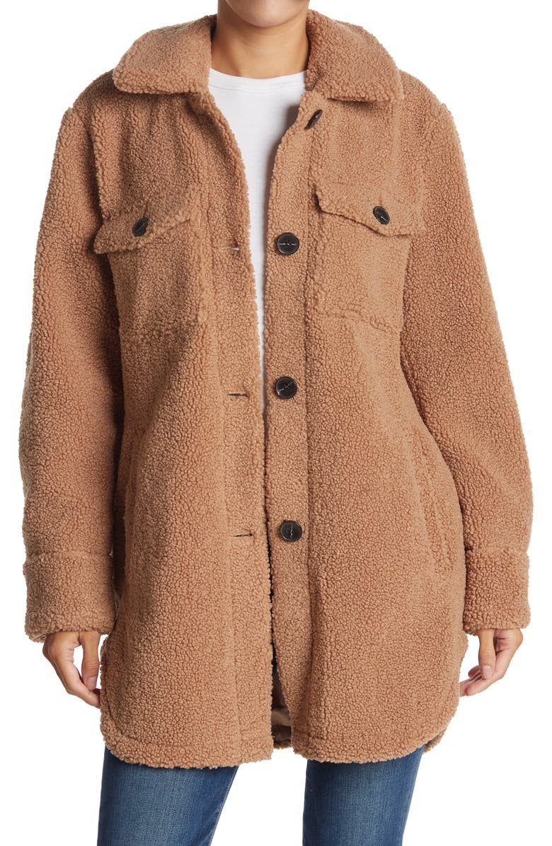 FRENCH CONNECTION Faux Shearling Teddy Shacket | Nordstromrack | Nordstrom Rack