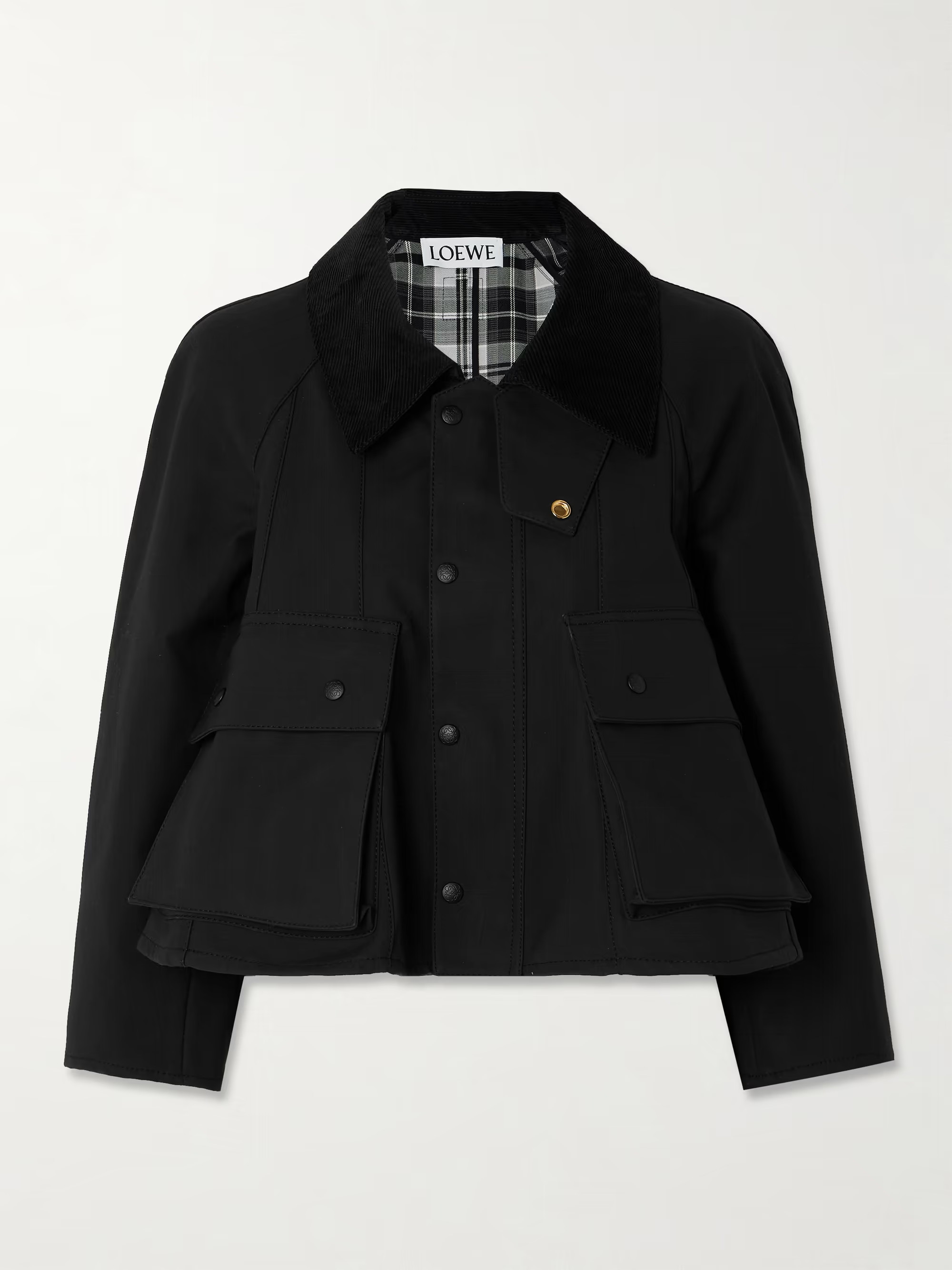 Cropped corduroy-trimmed waxed cotton-canvas jacket | NET-A-PORTER (US)