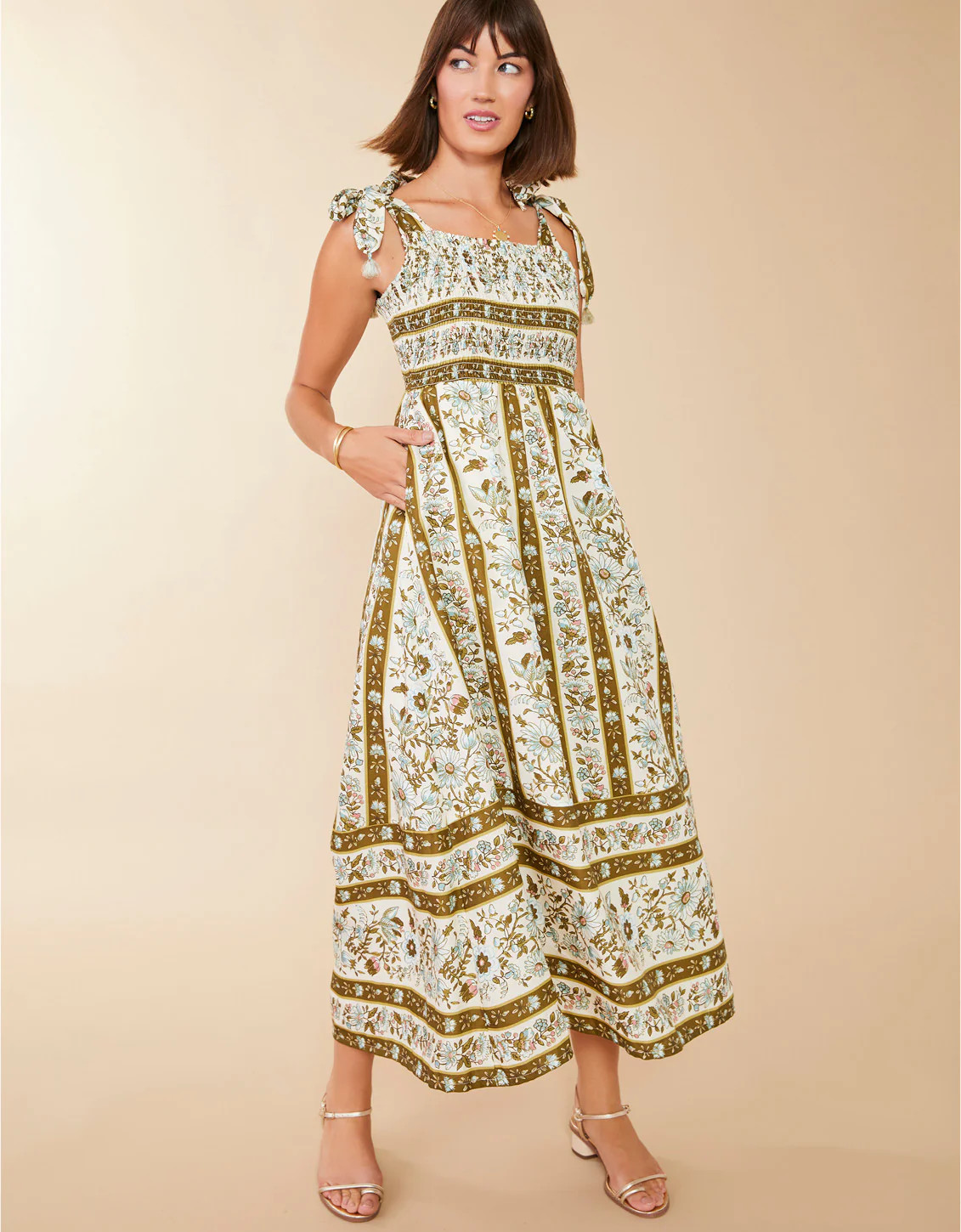 Saylor Midi Dress Mystic Moss Flower | Spartina 449