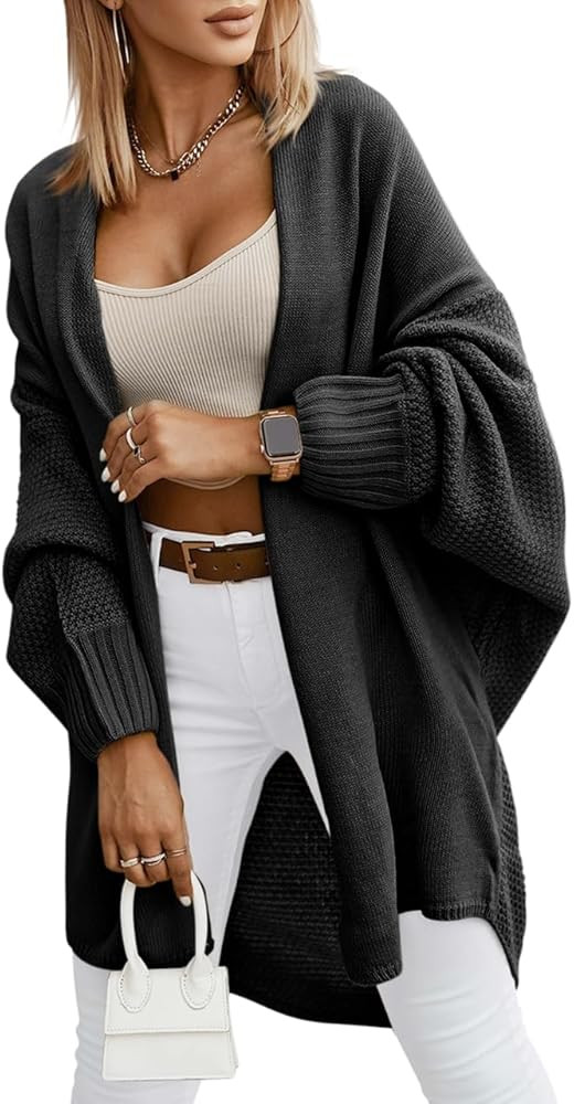 Miladusa Oversized Cardigans for Women Fall 2025 Trendy Open Front Batwing Sleeve Long Cardigan S... | Amazon (US)