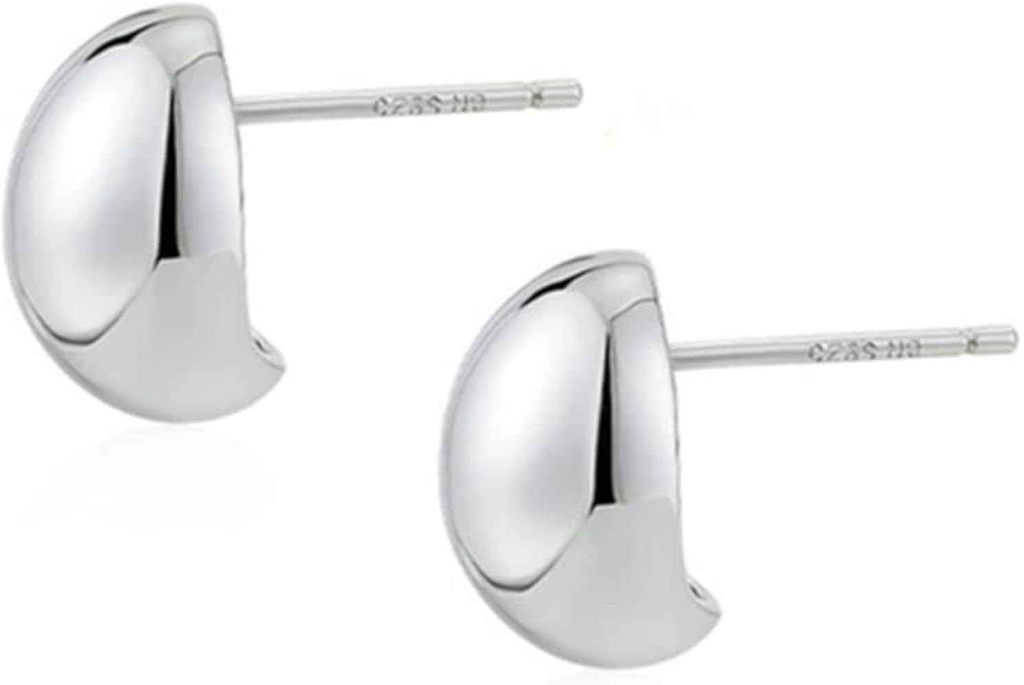 Chunky Half Ball Stud Earrings for Women Girls 925 Sterling Silver Hypoallergenic Minimalist Oval... | Amazon (US)