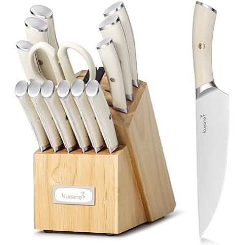 Cuisinart 15-Piece Knife Set with Block, High Carbon Stainless Steel, Forged Triple Rivet, White,... | Amazon (US)