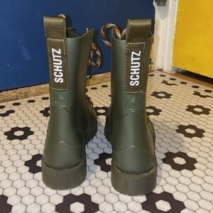 Schutz Military Green Laceup Rainboots size 6 | Poshmark