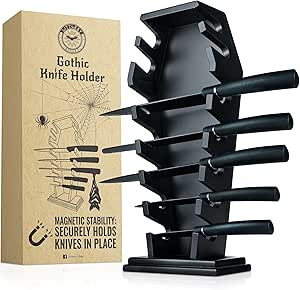 Coffin knife holder has 14 Magnets for 7 knives- Gothic Kitchen Decor and Goth Kitchen Accessorie... | Amazon (US)