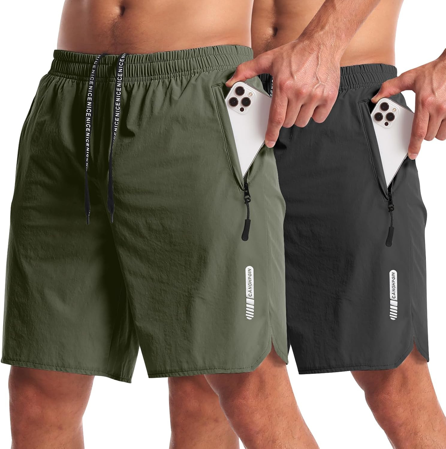 CANGHPGIN 2 Pack Mens Workout Athletic Shorts 7 inch Inseam Quick Dry Hiking Shorts Men Lightweight Sports Gym Shorts Running | Amazon (US)
