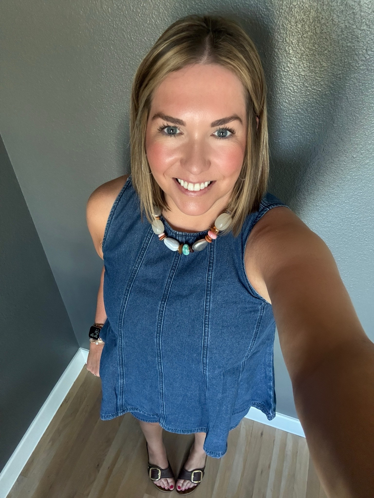 Had a busy Saturday and went to a casual work get together with Devin. I love this free people dupe in denim. It’s so casual yet still feels a bit elevated. I added Birkenstocks for a lot of standing and one of my favorite necklaces.

#LTKootd #LTKMidsize #LTKSeasonal