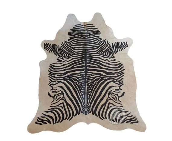 Zebra Spine Black Stripes On Light Beige Cowhide Rug 5ft x 6.5 | Etsy | Etsy (US)