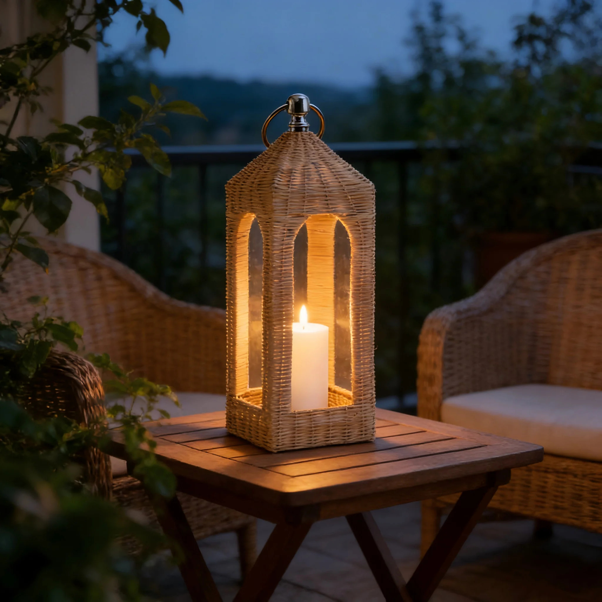 Guvpev 13.78" Woven Rattan Arch Lantern - Decorative Natural Wicker Candle Holder with Silver Han... | Walmart (US)