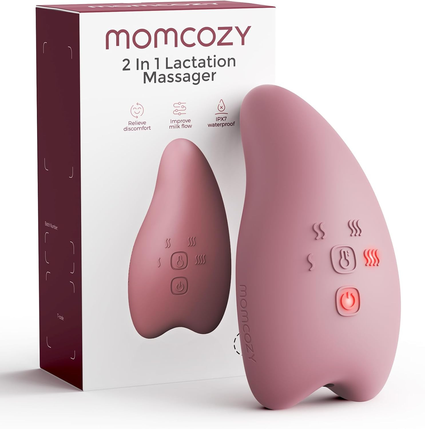Momcozy A1Pro Lactation Massager with Heat, Deep Vibration, Cozy Red, 1PCS | Amazon (US)