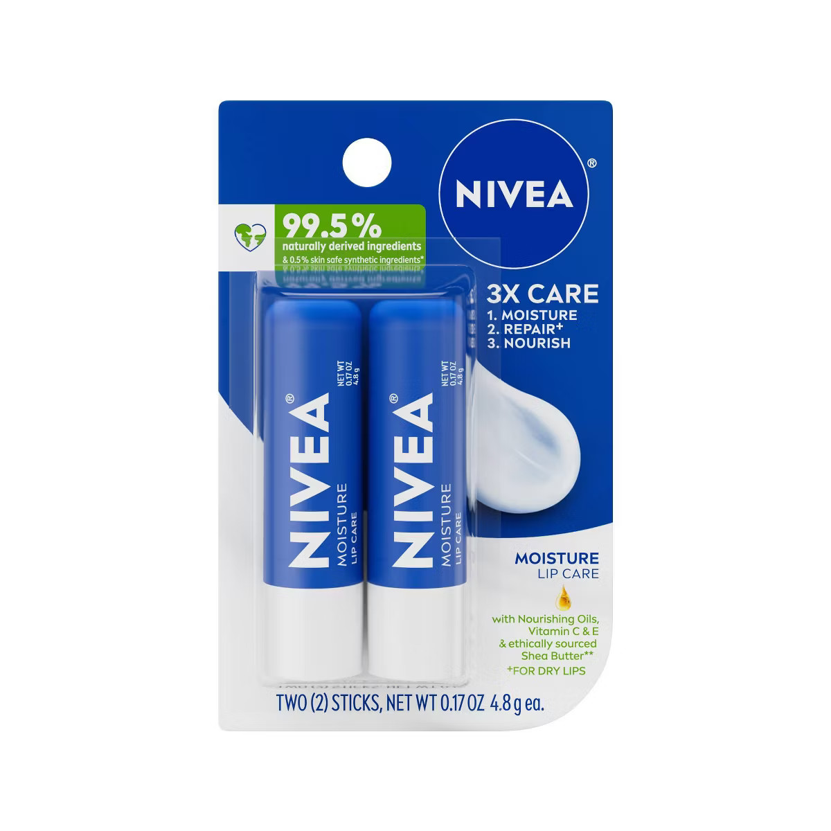 Nivea Moisturizing Lip Balm - 0.34oz/2pk | Target