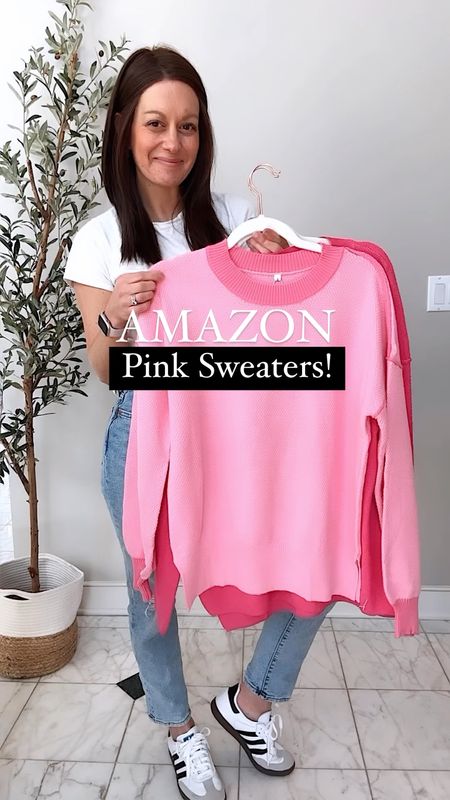 Amazon pink sweaters for Valentine’s Day! Both run true to size - I’m wearing a small in both.  My jeans are also from Amazon! Run true to size to a tad small.



#LTKfindsunder50 #LTKover40 #LTKstyletip