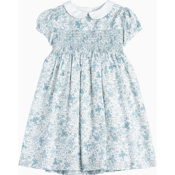 Arabella Bloom Smocked Dress, Sea Blue Floral | Maisonette