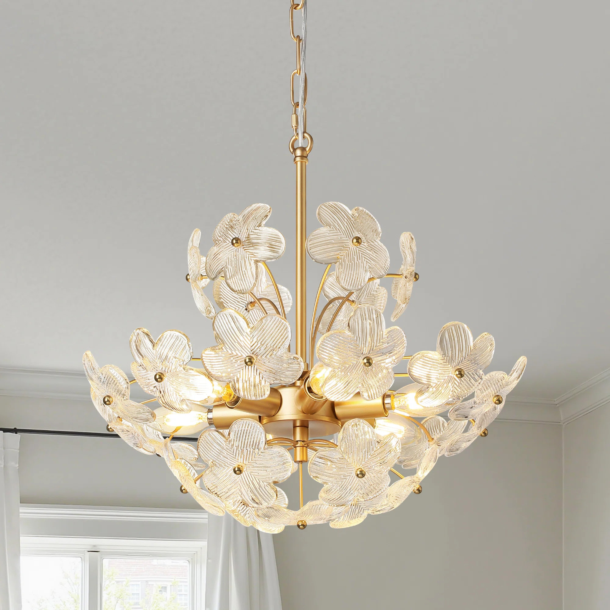 6 - Light 18.7'' Glass Petal Empire Modern Chandelier | Wayfair North America
