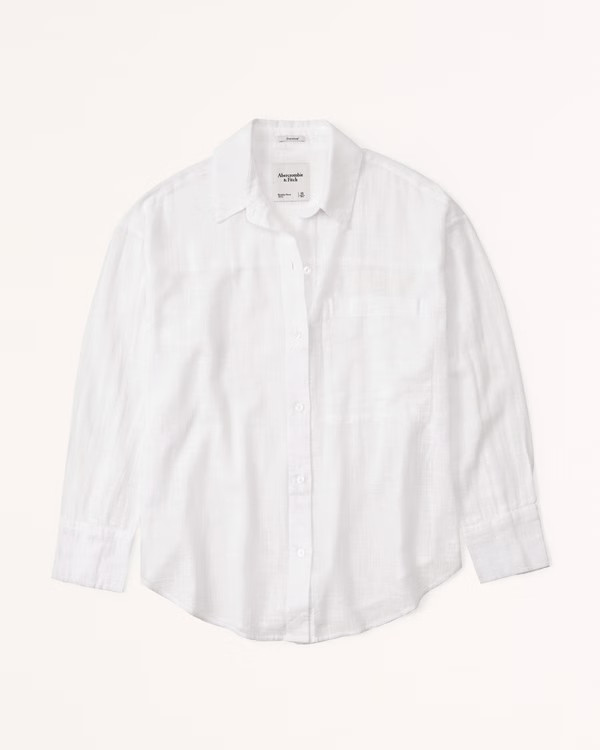 Oversized Sheer Cross Hatch Textured Shirt | Abercrombie & Fitch (US)