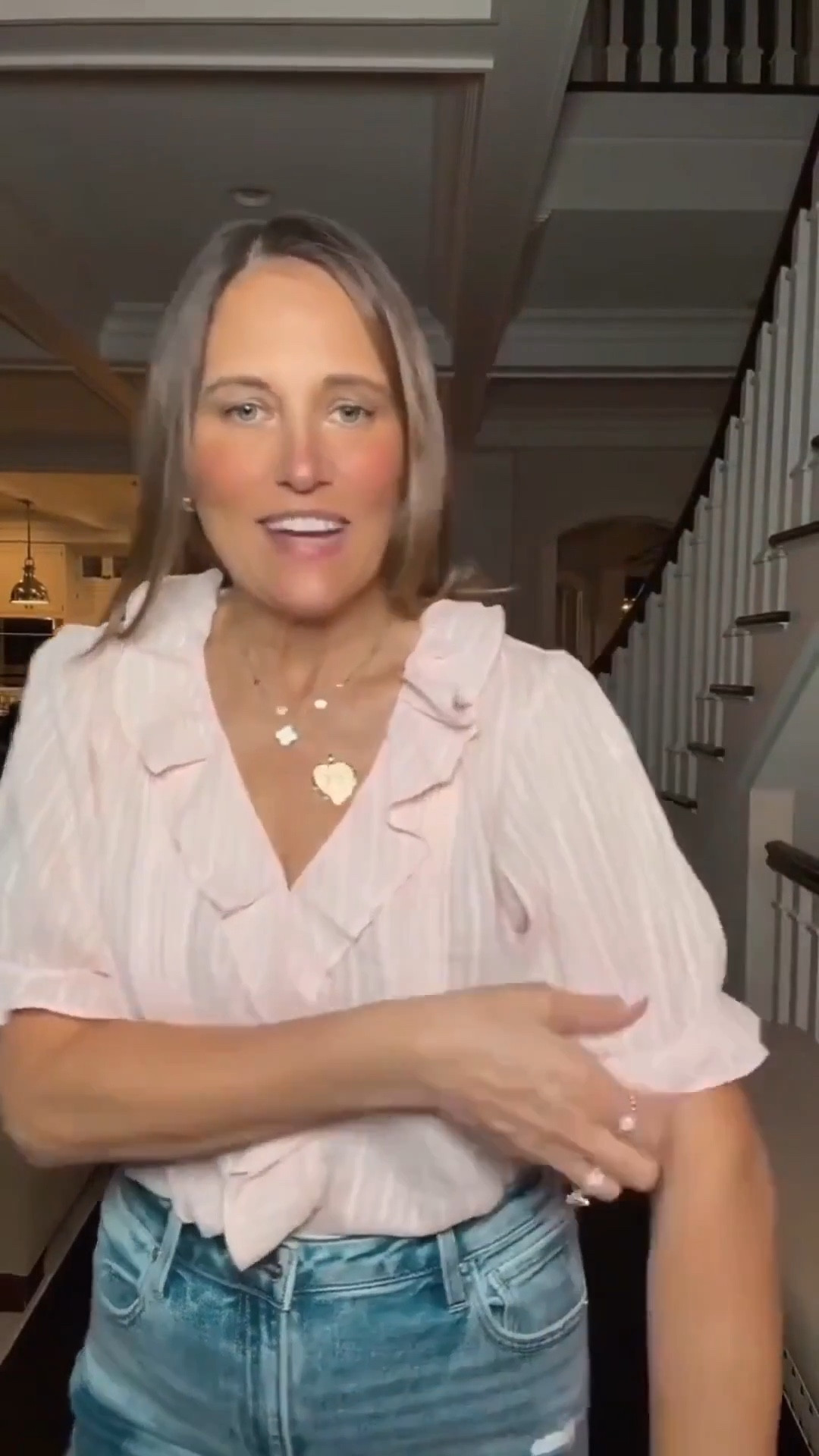 We’ve been loving this trending top lately. The ruffle collar and sweet sleeves add the prettiest touch. It pairs so well with dark wash jeans or white pants for an easy, fresh look.

#LTKOver40 #LTKSeasonal #LTKMidsize