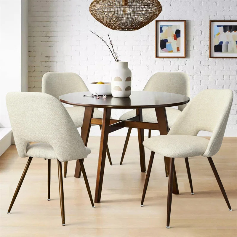 Aunnika Upholstered Walnut Dining Chairs, Set Of 4 | Wayfair North America