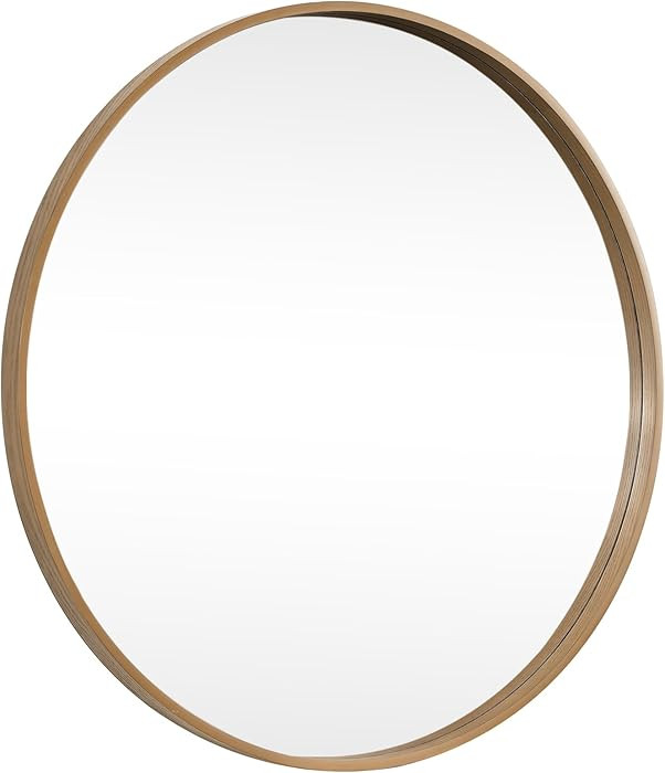 HOMECOOKIN Espejo redondo de madera de 32 pulgadas, espejo circular de pared para baño, tocador,... | Amazon (US)