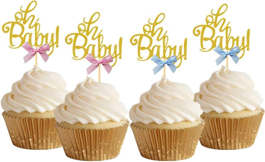 Oh Baby Cupcake Toppers Picks for Baby Shower Gender Reveal Party Decorations - Set of 24 | Amazon (US)
