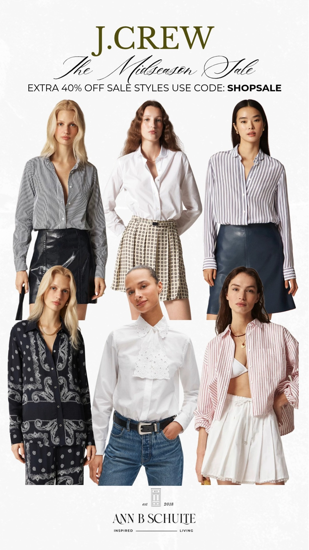 J.Crew Midseason Sale tops are extra 40% off sale styles with code SHOPSALE, making spring layering feel effortlessly polished. Top picks, happy wallet. 🌸🛍️✨
#JCrew #JCrewSale #MidseasonSale #Extra40Off #ShopSale #SpringTops #SaleStyles #OOTDInspo #LTKStyle #WardrobeRefresh 

 #LTKootd #LTKSaleAlert