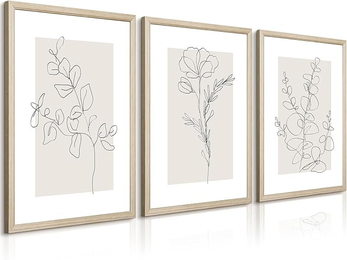 Neutral Botanical Prints Wall Art Flower Minimalist Canvas Wall Decor Vintage Line Wall Art Flora... | Amazon (US)