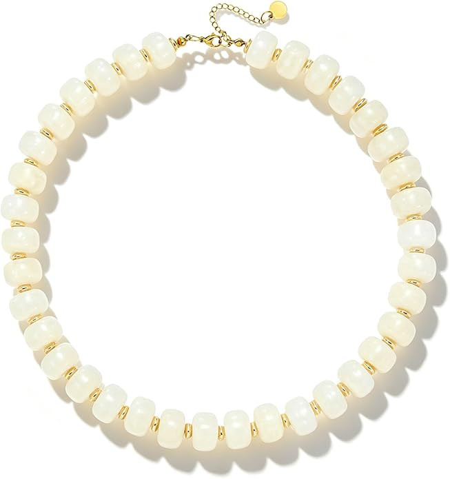 Chunky Colorful Beaded Necklaces for Women Big Bead Boho Choker Necklace Trendy Heart Statement N... | Amazon (US)