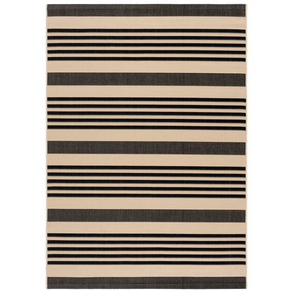 Safavieh Courtyard Caroline Striped Indoor/Outdoor Area Rug, Black/Bone, 5'3" x 7'7" | Walmart (US)