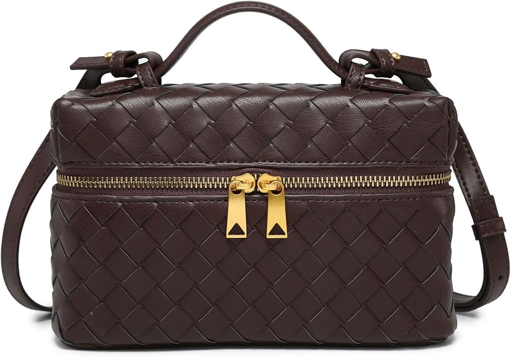 Rejolly Top-Handle Pouch Handbag for Women Woven Leather Vanity Case Designer Crossbody Bag Quiet... | Amazon (US)