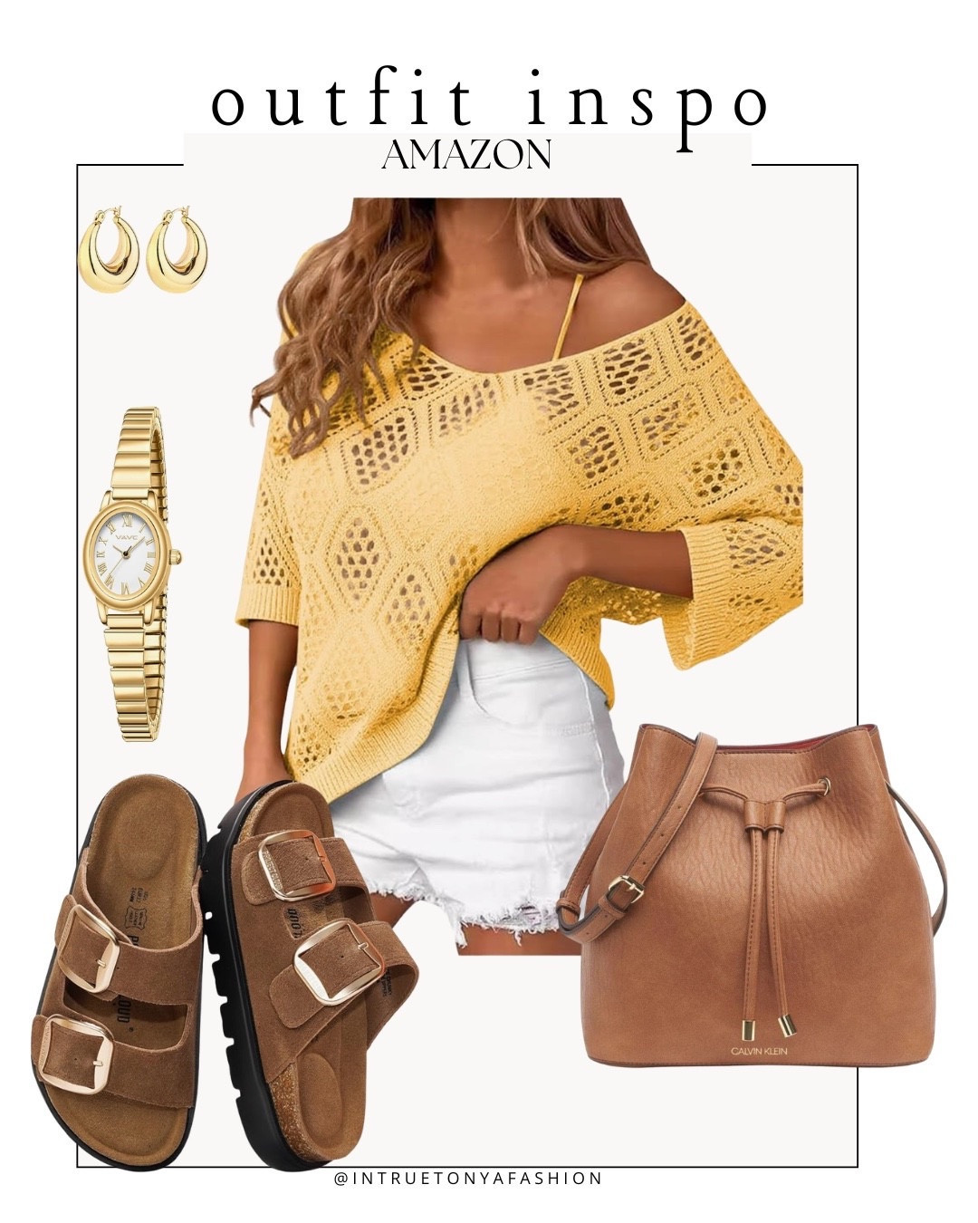 Yellow crochet top, white jean shorts, brown platform sandals, gold jewelry, and brown purse





Amazon outfits every outfit inspo, outfit ideas, casual outfits amazon, amazon outfits every day, spring outfits 2026, summer outfits

#LTKSaleAlert #LTKPetite #LTKootd