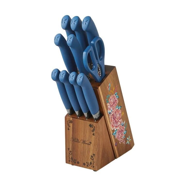 The Pioneer Woman 11-Piece Stainless Steel Knife Block Set, Dark Blue | Walmart (US)