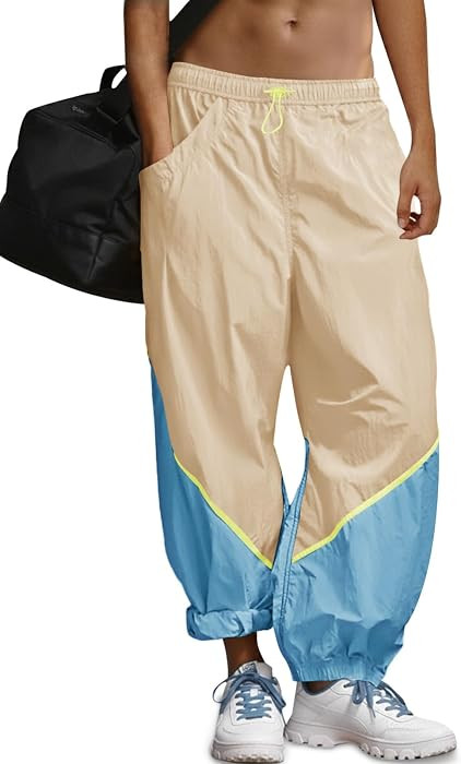 Fisoew Womens Baggy Wide Leg Pants Elastic Waist Track Pants | Amazon (US)