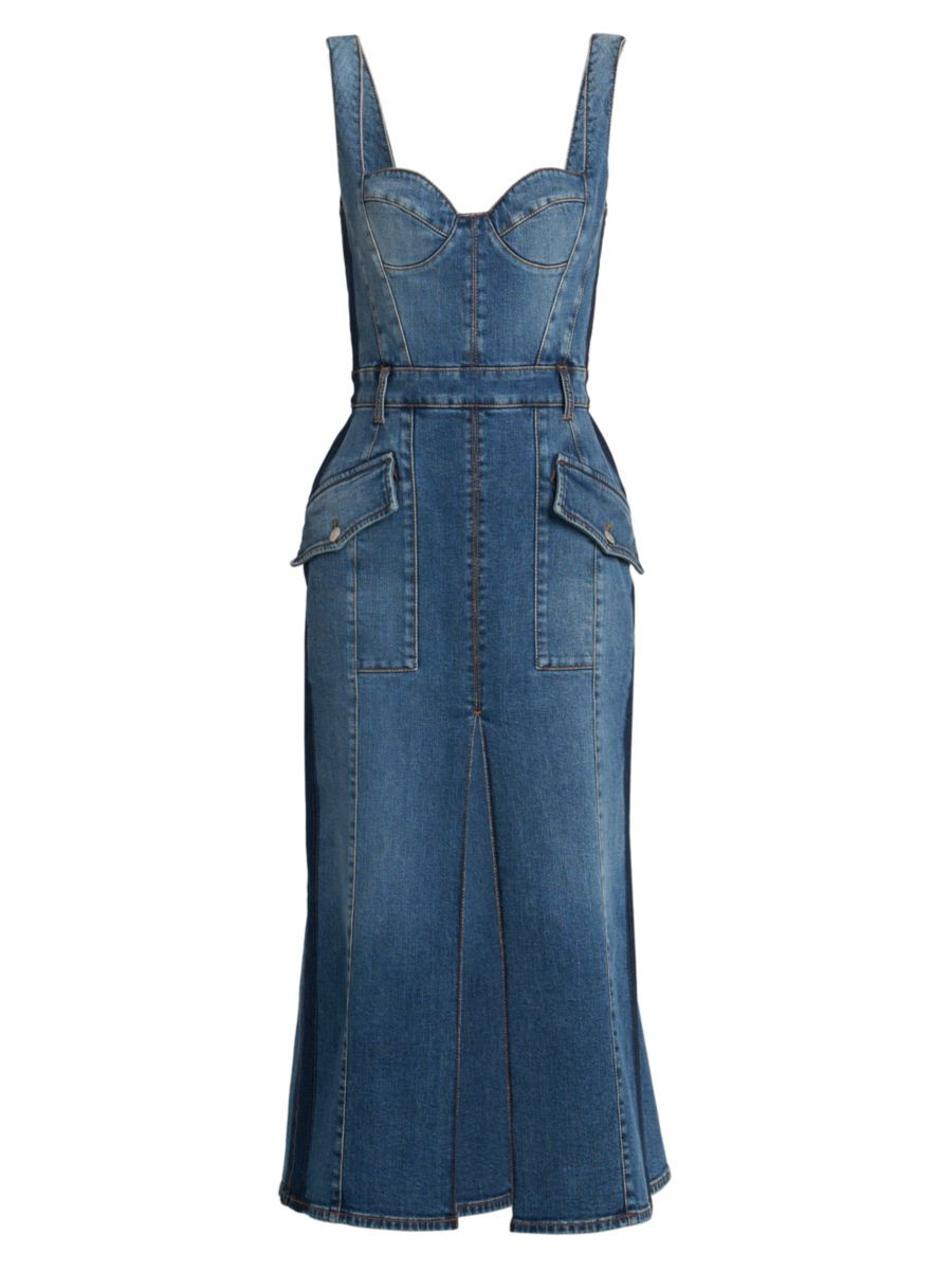 Denim Cotton-Blend Midi-Dress | Saks Fifth Avenue
