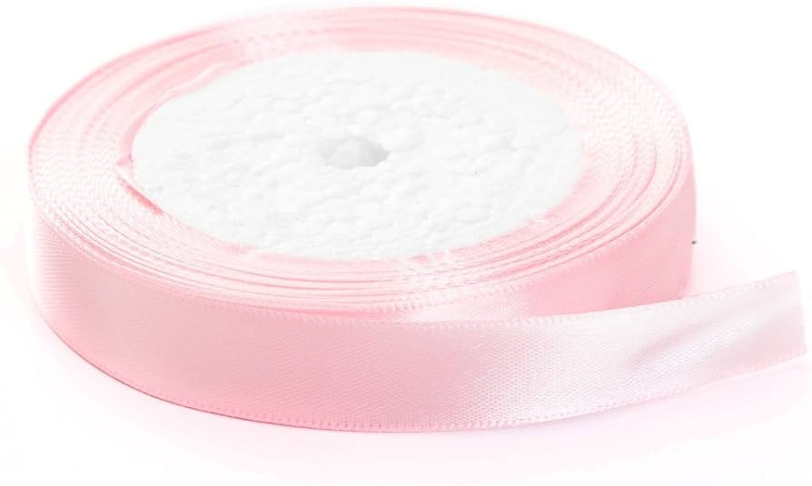 Solid Color Satin Fabric Ribbon (Pink, 3/8" x 25 Yards) | Amazon (US)