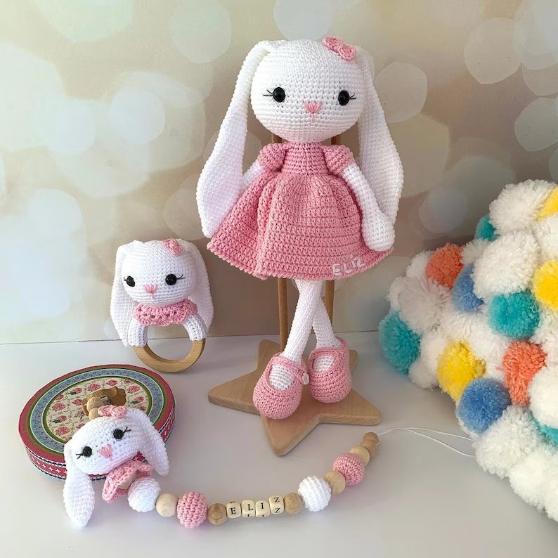 Personalized Crochet Bunny Doll, Customized Rabbit for Sale, Crochet Animals, Customized Long Ear... | Etsy (US)
